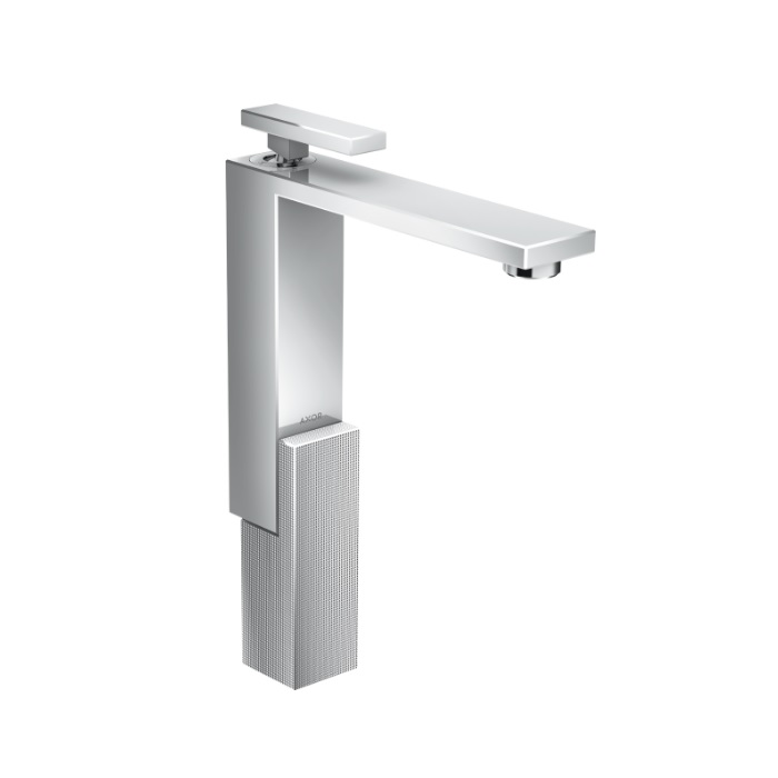 Axor 46031001 Edge 1.2 GPM Single-Hole Bathroom Faucet 280 Diamond Cut without Drain Assembly in Polished Chrome