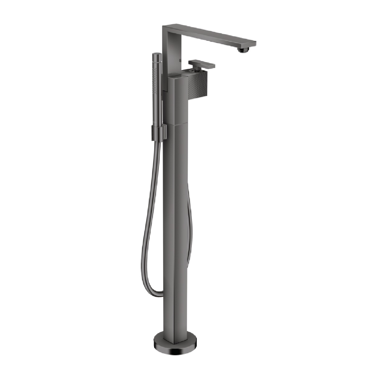 Axor 46441331 Edge 36" Height Floor Mounted Tub Filler Trim with 1.75 GPM Hand Shower Diamond Cut in Polished Black Chrome (Rough In Sold Separately)