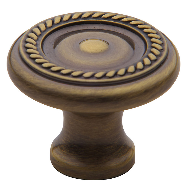 Baldwin 4645.060 Rope Design Cabinet Knob, Satin Brass and Brown