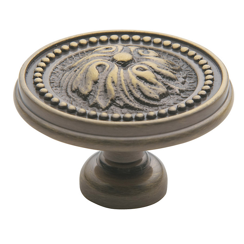 Baldwin 4931.060 Rope Ornamental Design Cabinet Knob, Satin Brass and Brown