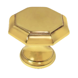 Baldwin 4939.030 Forged Brass Octagonal Design Cabinet Knob, Polished Brass
