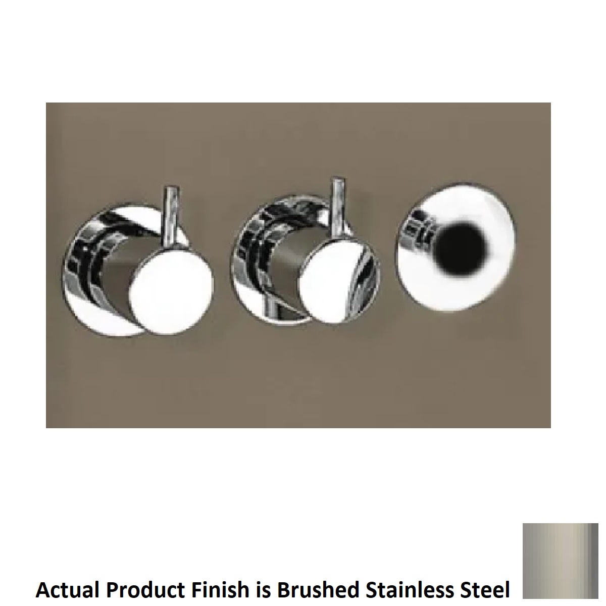 Vola 5101AP-40 3/4" Thermostatic One Handle Mixer with Attached Outlet Socket and Rosette Trim Kit in Brushed Stainless Steel (Rough Sold Separately)