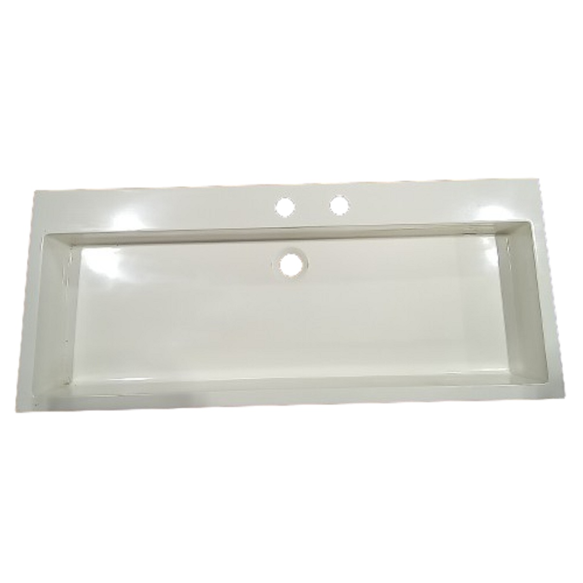Lacava 5103-02-001G Luce 36-1/4" W X 15" D X 6-1/4" H Vanity-Top or Vessel Solid Surface Sink with Two Holes in Gloss White