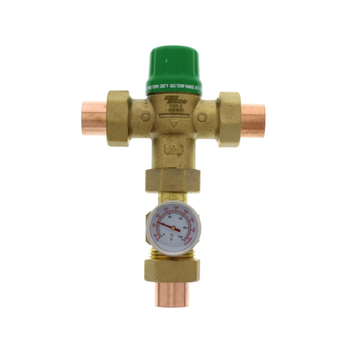Taco 5123-C2-G 5120 Series 3/4" Sweat Union Mixing Valve with Gauge