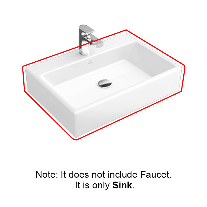 Villeroy and Boch 5135U401 Memento 19-5/8" L X 16-1/2" W Surface Mounted Bathroom Sink without Faucet Hole in White Alpine