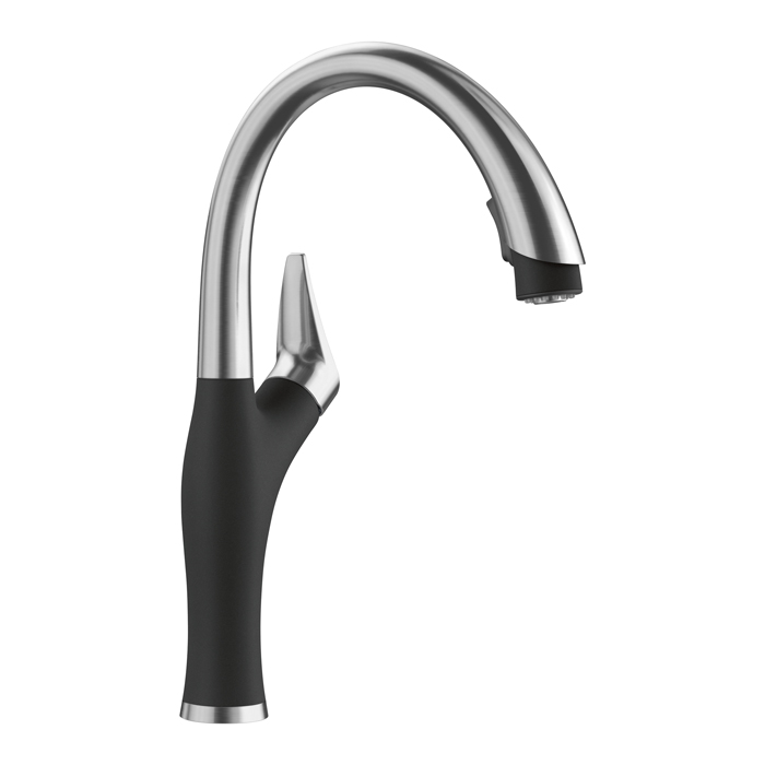 Blanco 526401 Artona Pull-Down Kitchen Faucet 1.5 GPM in PVD Steel/Coal Black
