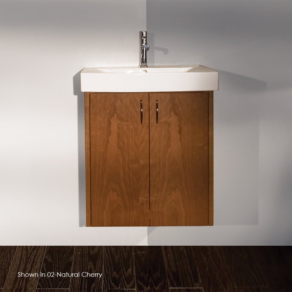 Lacava 5475C4-86 Spring Wall-mount under-counter vanity with two doors and one pull-out shelf, polished chrome pulls .22 1/4"W x 16 1/4"D x 24"H in Gloss Black