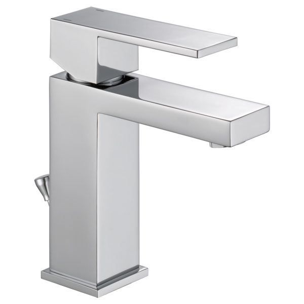 Delta 567LF-PP Modern 1.2 GPM Single Hole Bathroom Faucet with Push Pop Up Drain Assembly in Chrome