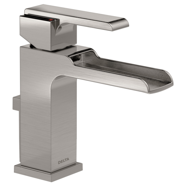 Delta 568LF-SSMPU Ara® 1.2 GPM Single Hole Waterfall Bathroom Faucet Includes Metal Pop-Up Drain Assembly in Stainless