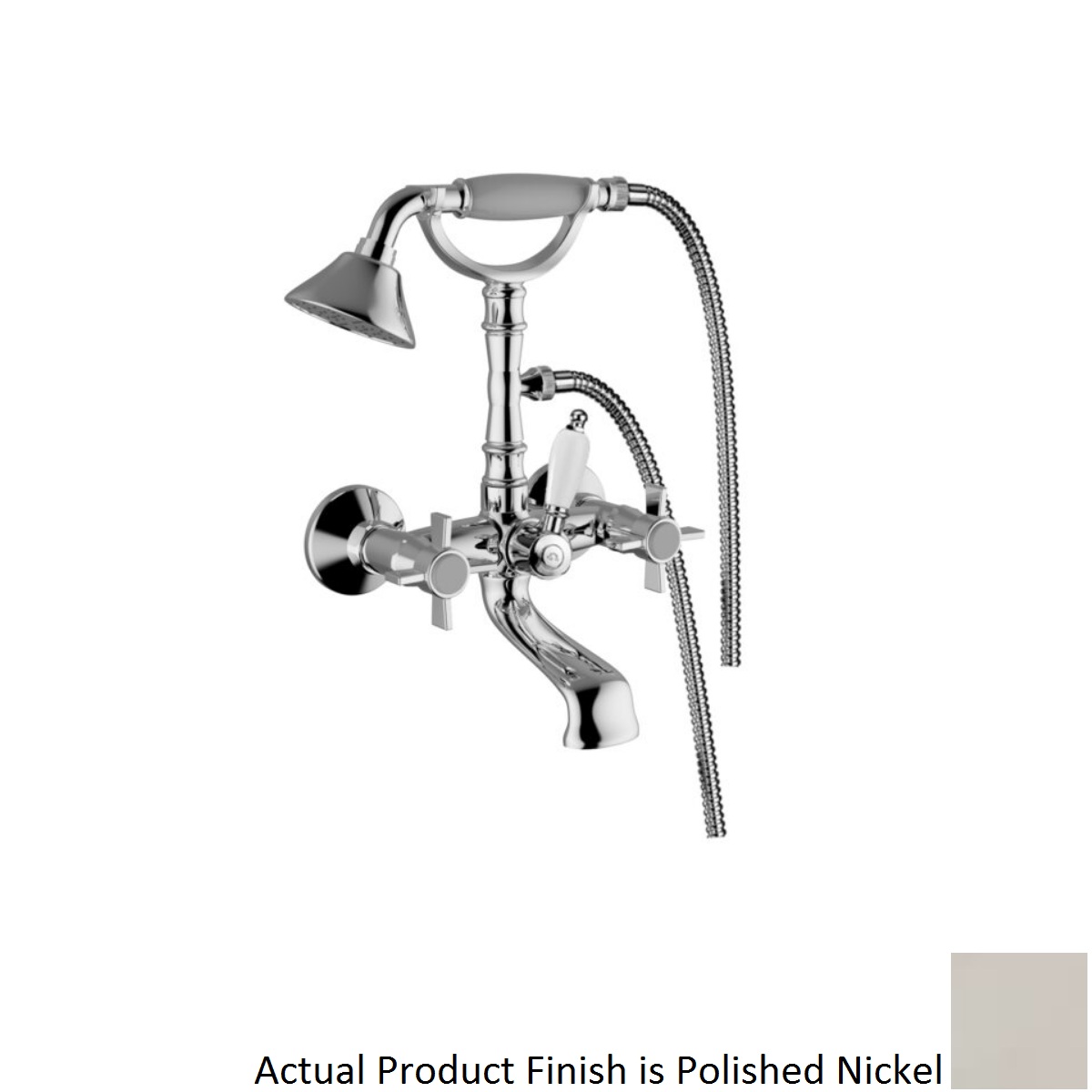 Ottone 58000-9100 Amphore Wall Mounted Tub Filler Bath Mixer with Shower Set in Polished Nickel