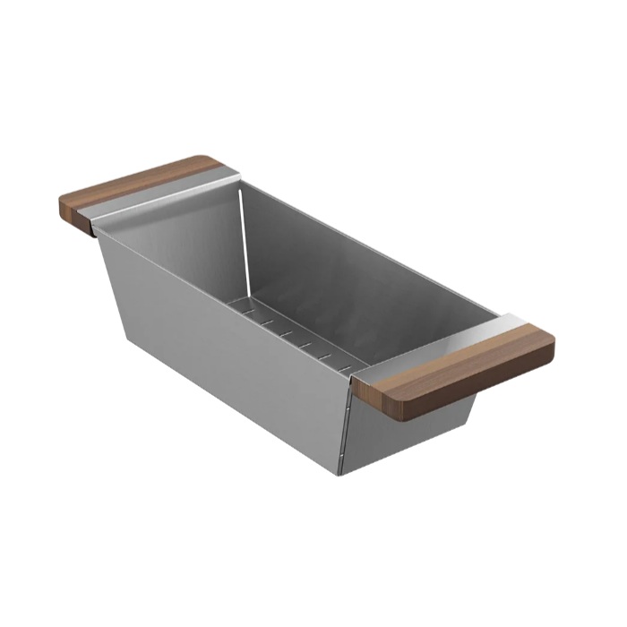 Julien 205038 SmartStation 6"  W X 17.37"  L X 4.25"  D Stainless Steel Colander with Handles for Fira Sink in Walnut 