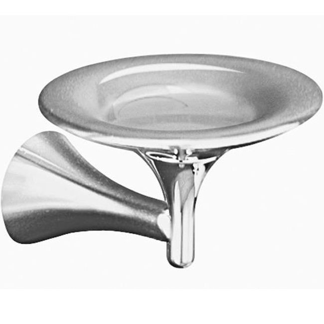 Koher 622-SC Finial Art Soap dish in satin chrome with polished chrome accents