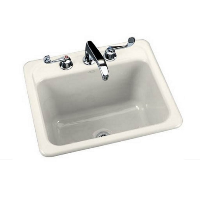 Kohler 6749-3-0 Glen Falls 33" L X 21-1/8" W X 9" H Self Rimming Laundry Sink with Three Hole Faucet Drilling for 8" Center Faucet in White