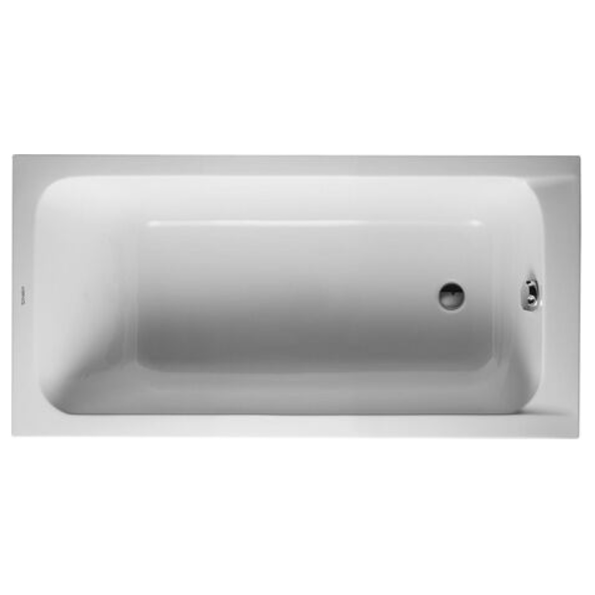 Duravit 700095000000090 D-Code 59" L X 30" W X 16-1/2" H Rectangular Drop In Acrylic Soaking Bathtub with Right Hand Drain and Overflow in White
