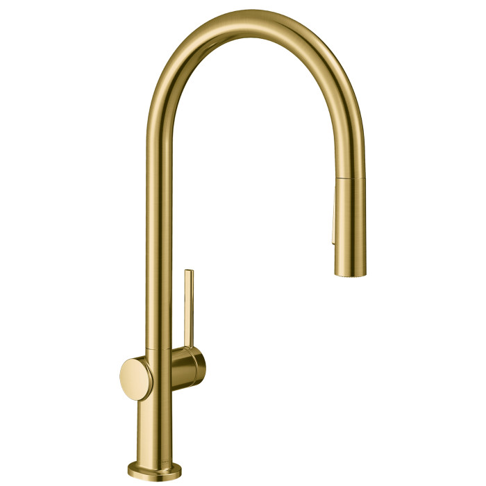 Hansgrohe 72800251 Talis N 1.75 GPM Deck Mounted HighArc O-Style 2-Spray Pull Down Kitchen Faucet with Single Lever in Brushed Gold Optic