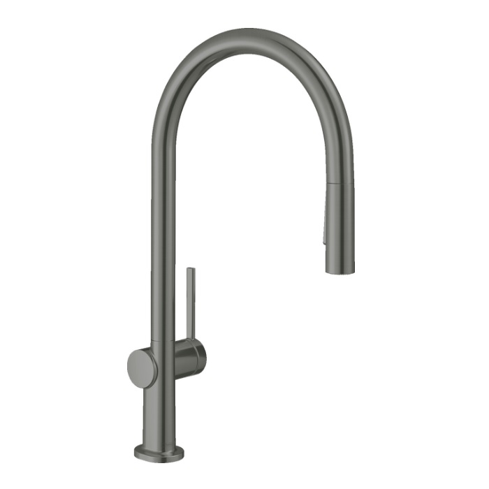 Hansgrohe 72800341 Talis N 1.75 GPM Deck Mounted HighArc O-Style 2-Spray Pull Down Kitchen Faucet with Single Lever in Brushed Black Chrome