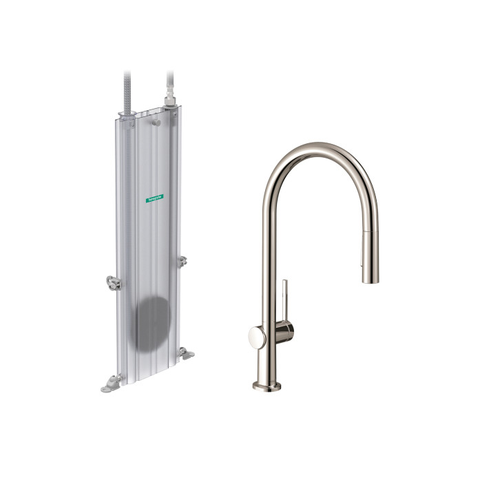 Hansgrohe 72801831 Talis N HighArc Kitchen Faucet, O-Style 2-Spray Pull-Down with sBox, 1.75 GPM in Polished Nickel