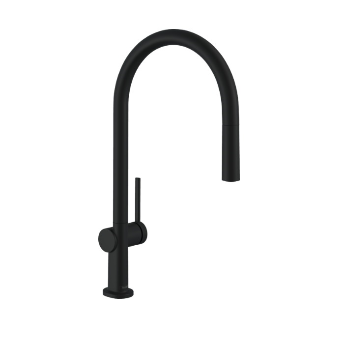 Hansgrohe 72857671 Talis N 1.5 GPM Deck Mounted HighArc O-Style 2-Spray Pull-Down Kitchen Faucet with Single Lever in Matte Black