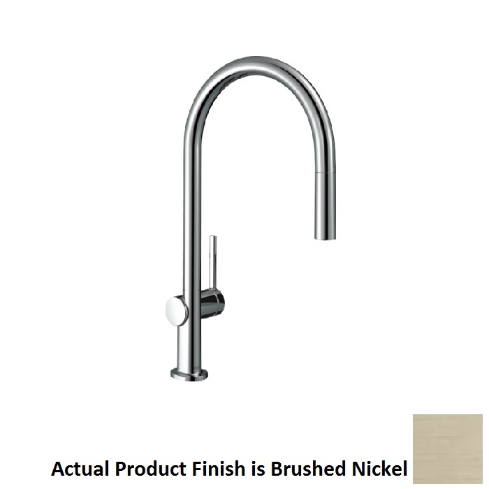 Hansgrohe 72857821 Talis N 1.5 GPM Deck Mounted HighArc O-Style 2-Spray Pull-Down Kitchen Faucet with Single Lever in Brushed Nickel