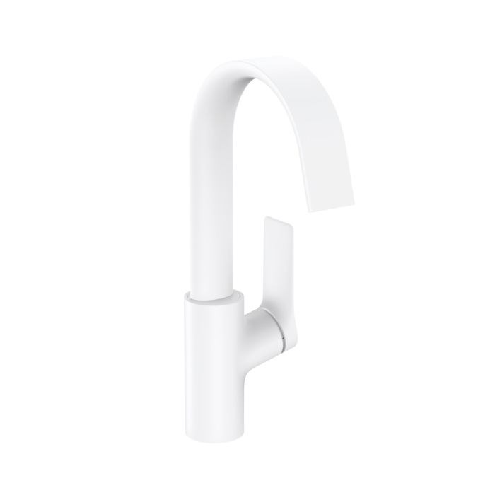 Hansgrohe 75030701 Vivenis 11 7/8" H Single Hole Bathroom Faucet with Swivel Spout and Pop-Up Drain Assembly 1.2 GPM in Matte White 