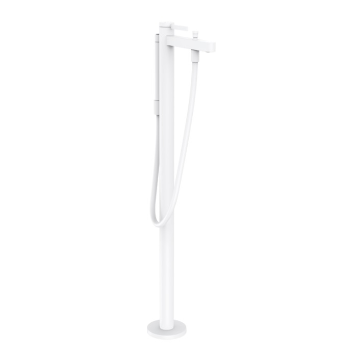 Hansgrohe 76445701 Finoris 36.25" H Freestanding Tub Filler Trim with 1.75 GPM Handshower in Matte White (Rough Sold Separately)