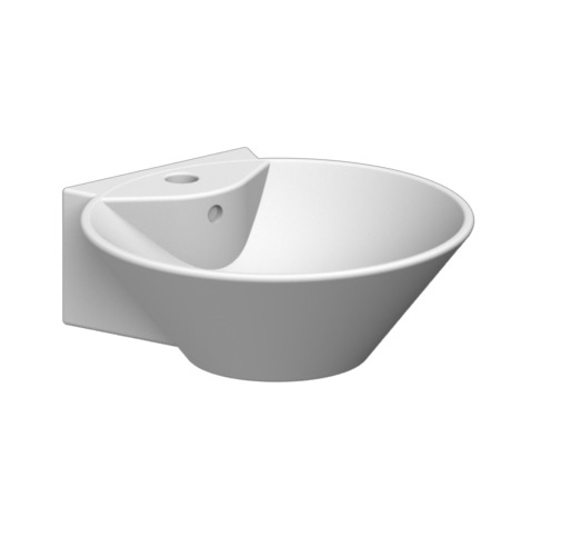 Scarabeo 8010/R-1-WH Cono Round White Ceramic Wall Mounted or Vessel Sink in White 