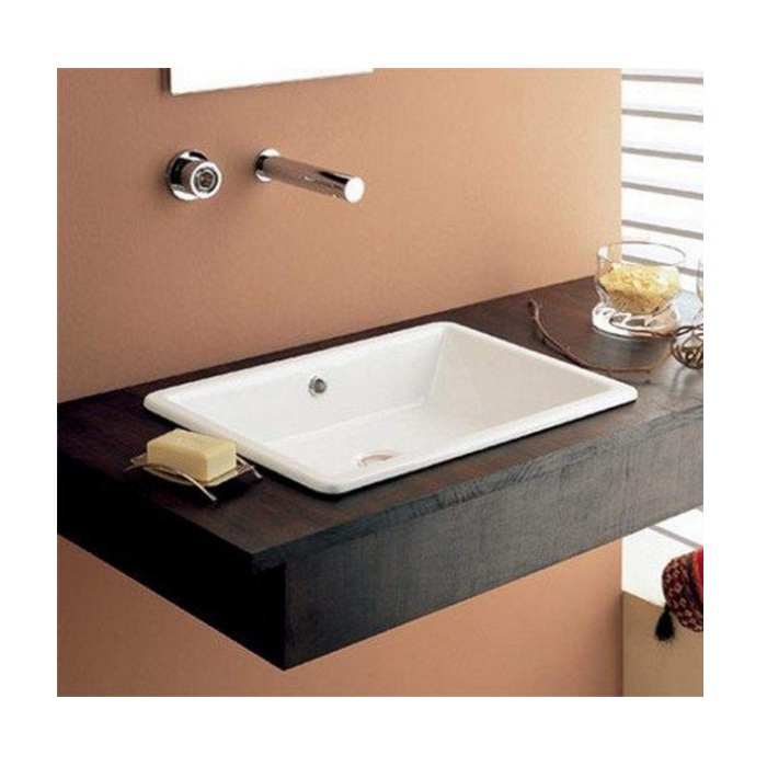 Rectangular White Ceramic Drop In or Vessel Sink