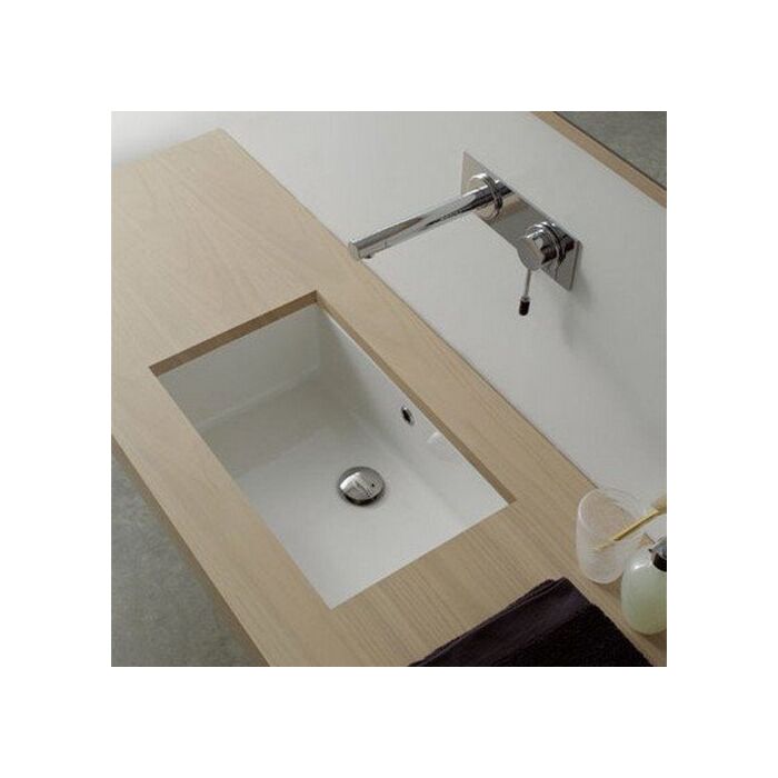 Scarabeo 8092 Miky 35 Inch Rectangular Ceramic Undermount Sink in White