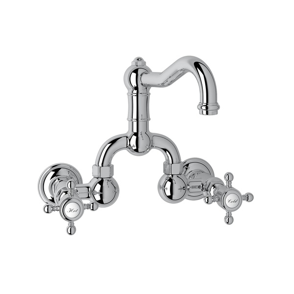 Rohl A1418XMAPC-2 Acqui Wall Mount Bridge Lavatory Faucet in Polished Chrome