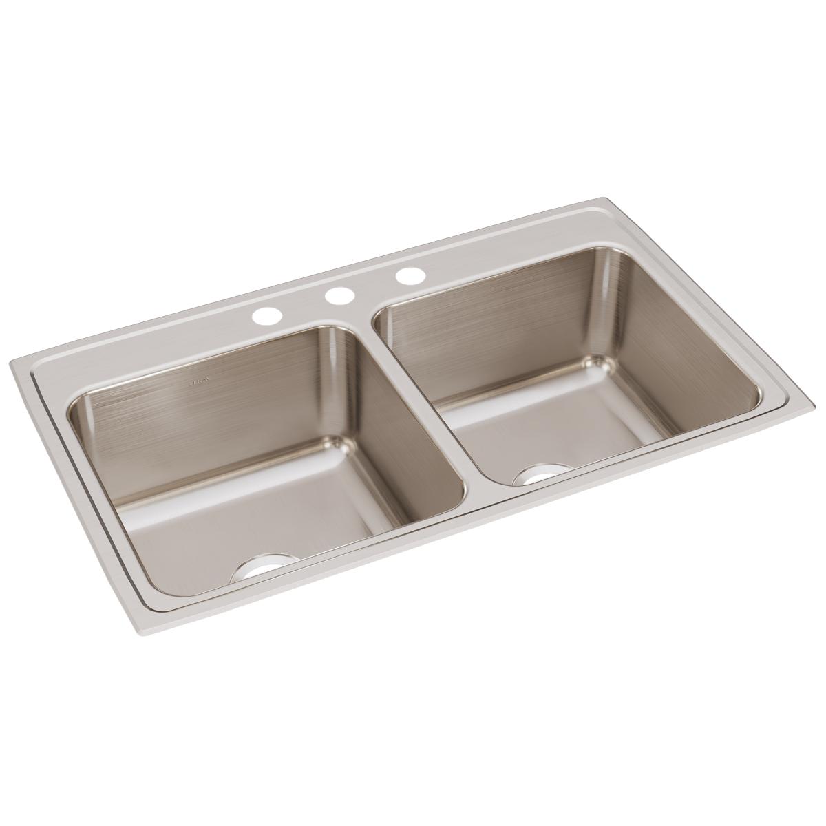 Elkay DLR3722103 Lustertone Classic Stainless Steel 37" x 22" x 10-1/8", Equal Double Bowl Drop-in Sink