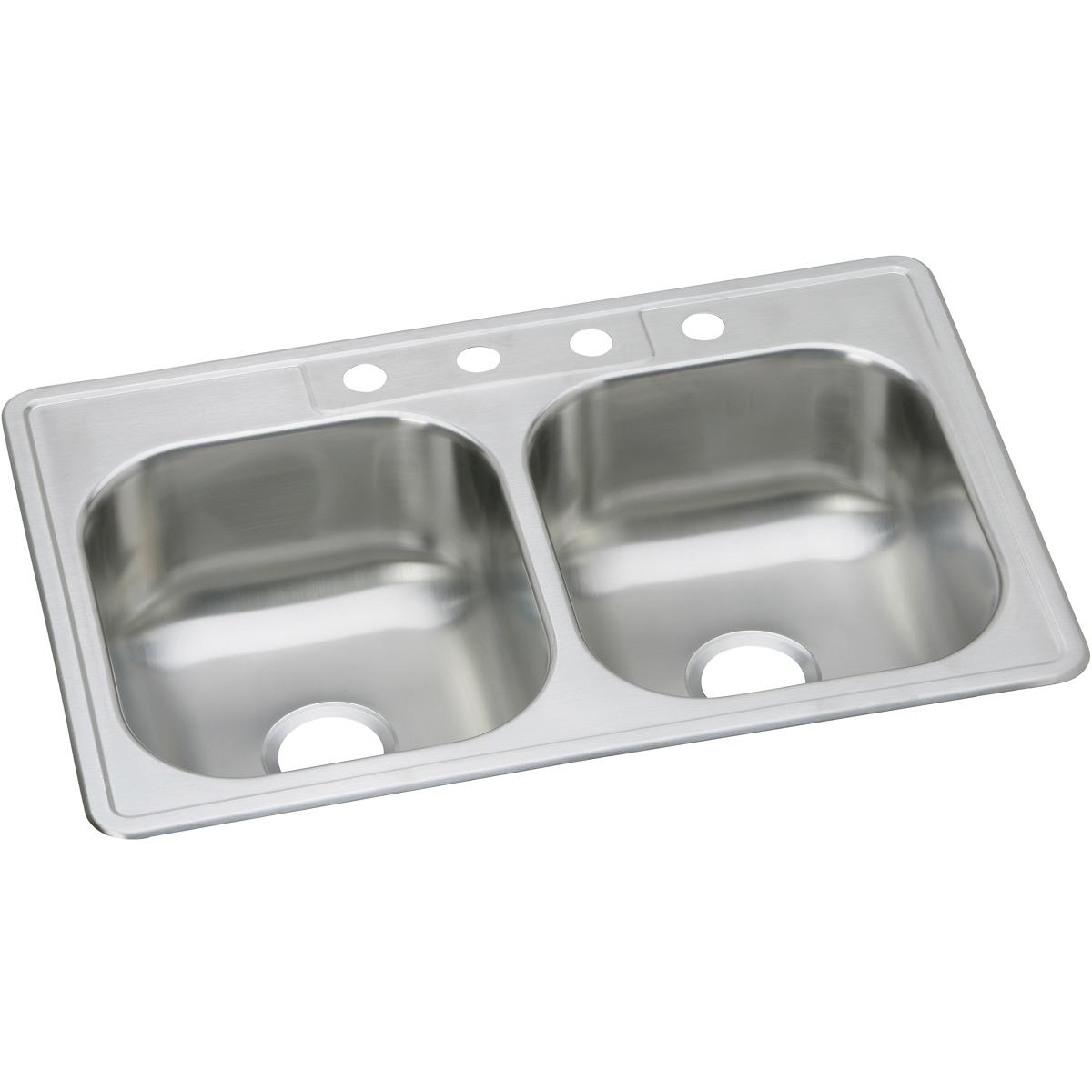 Elkay DSE233225 Dayton Stainless Steel 33" x 22" x 8-1/16", Equal Double Bowl Drop-in Sink