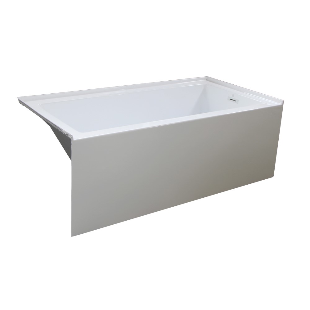 Emory and Bond EB408606 Essex Three Wall Alcove Bath Tub 60"L x 32"W x 22"H, Acrylic, Glossy, Rectangular, Right Hand Drain, 55 Gallons