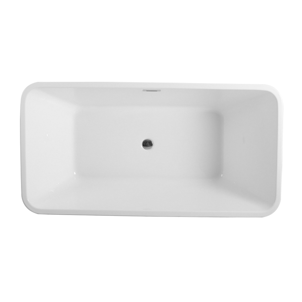 Emory and Bond EB40963 Hudson Free Standing Bath Tub 63"L x 32"W x 24"H, Acrylic, Glossy, Rectangular, Center Drain, 74 Gallons