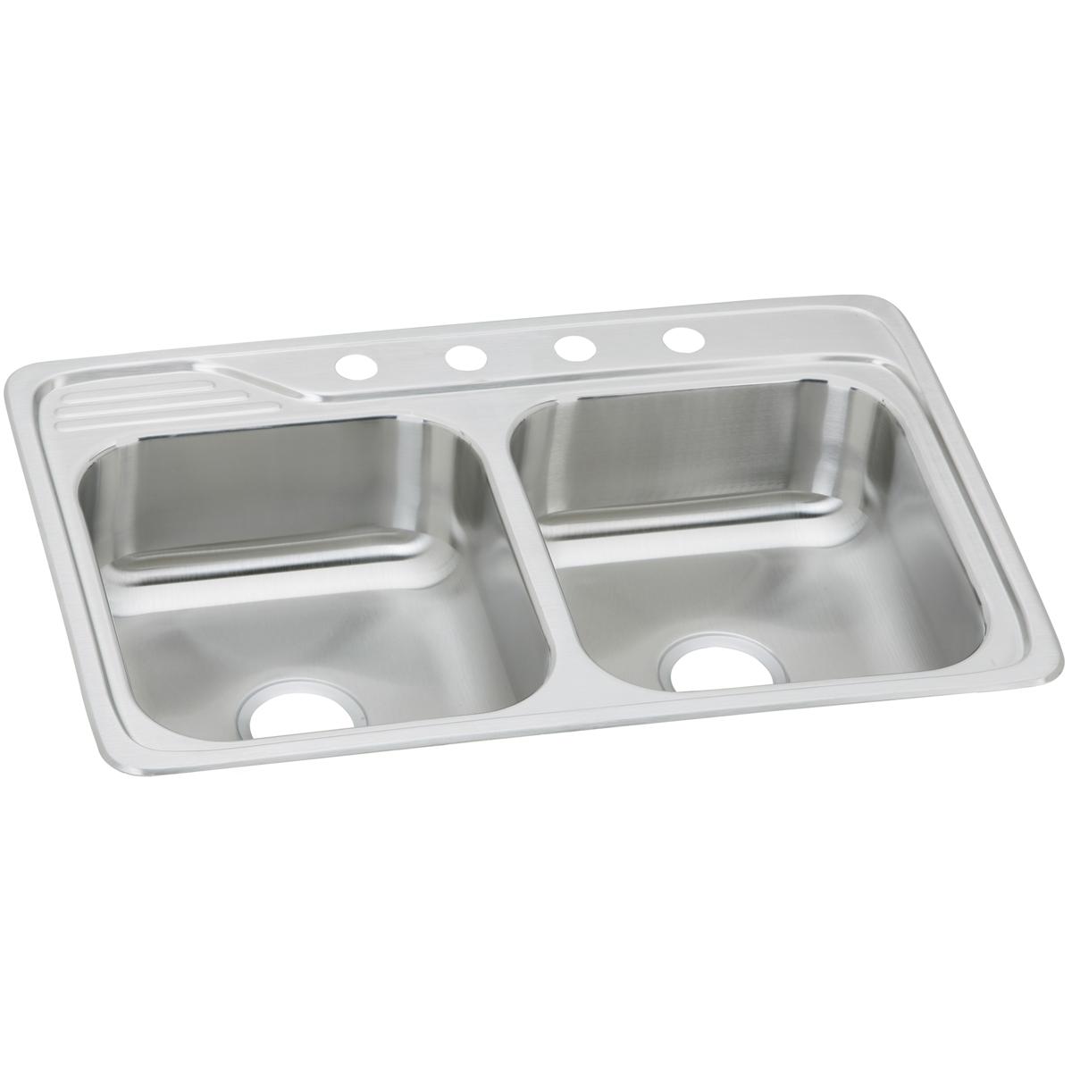 Elkay ECC33223 Celebrity Stainless Steel 33" x 22" x 7-1/2", Equal Double Bowl Drop-in Sink