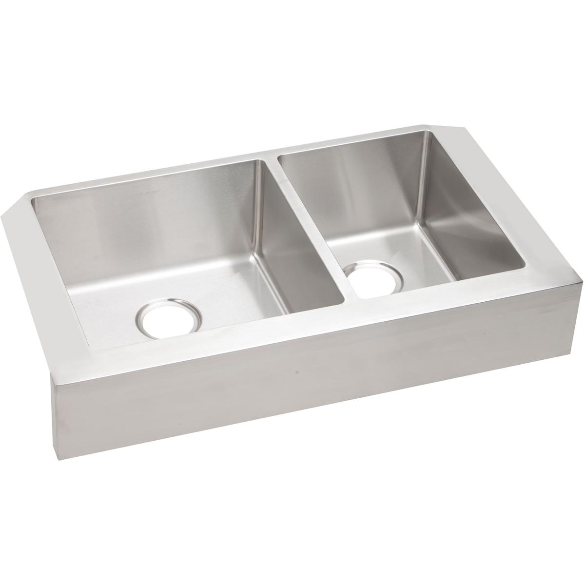 Elkay ECTRUF32179R Crosstown Stainless Steel 35-7/8" x 20-1/4" x 9", 60/40 Double Bowl Farmhouse Sink