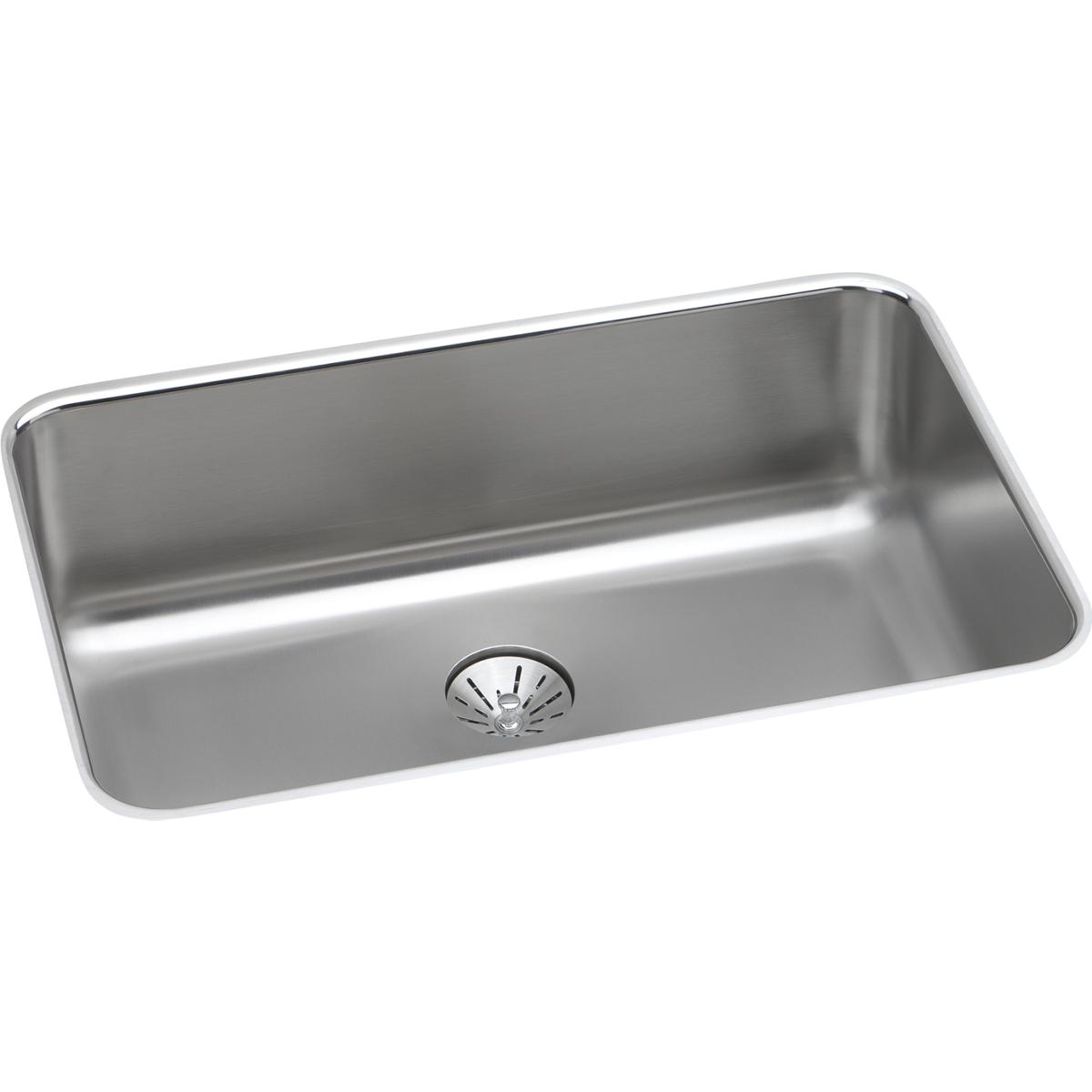 Elkay ELUH2416PD Lustertone Classic Stainless Steel 26-1/2" x 18-1/2" x 8", Single Bowl Undermount Sink with Perfect Drain