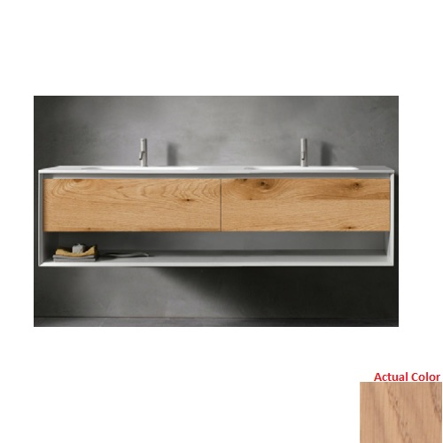 Blu Bathworks FV2D-1400-02 45-Degree And Fenix Collection Up V2 Series 1400 Wall-Mount 55"W X 19"H X 20"D Vanity DRAWERS ONLY in Natural Oak
