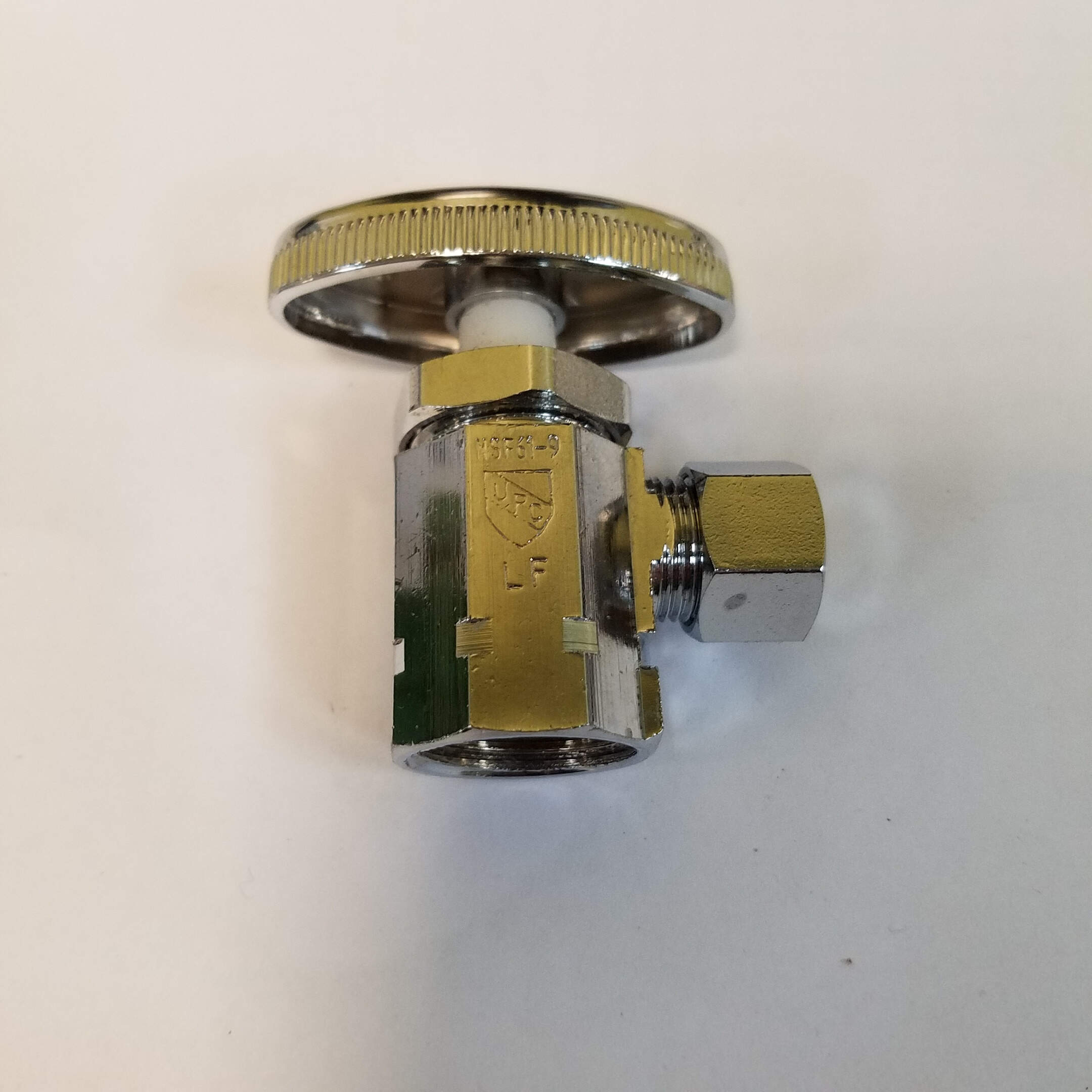 Granite GR17PC Brass Supply Angle Stop Valve, Multi Turn Handle, 1/2" NPT Female x 3/8" OD