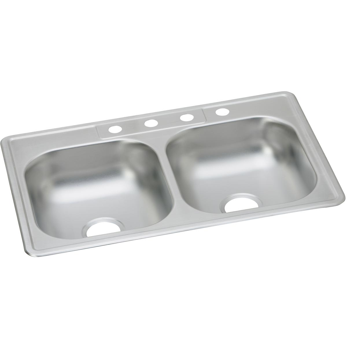 Elkay K233223 Dayton Stainless Steel 33" x 22" x 6-1/16", Equal Double Bowl Drop-in Sink