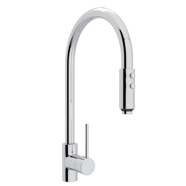 Rohl LS57L-APC-2 Pirellone Side Lever Pull-Down High Spout Kitchen Faucet in Polished Chrome