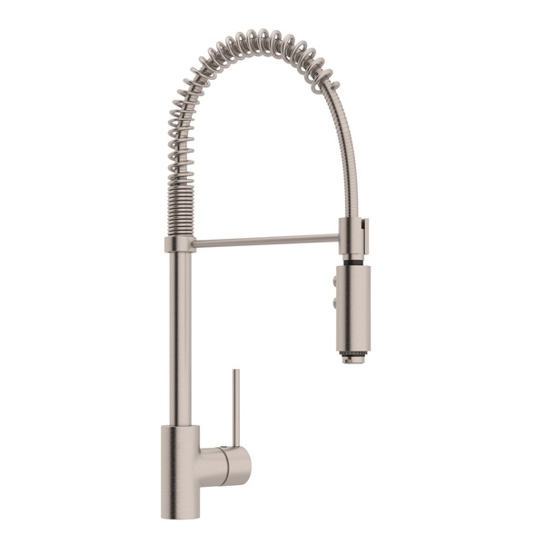Rohl LS64L-STN-2 Pirellone Side Lever Pro Pull-Down Kitchen Faucet in Satin Nickel