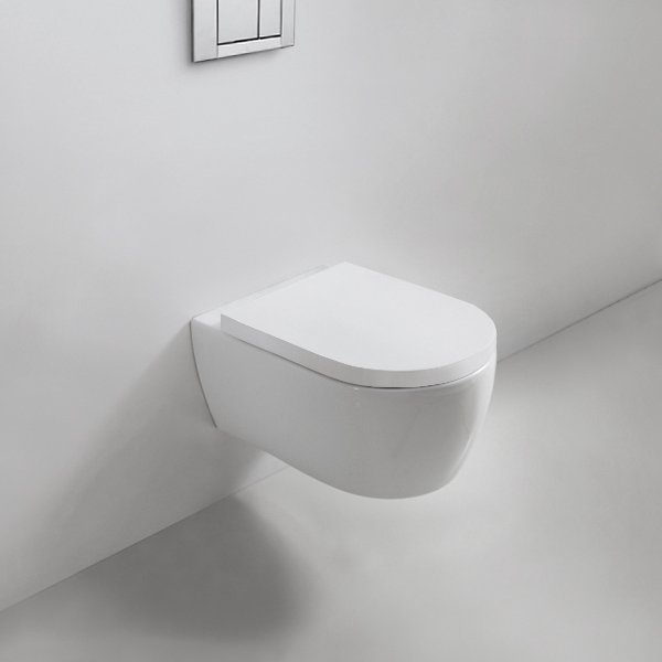 Blu Bathworks LW6020A Metrix Dual Flush 0.8/1.6GPF Wall-Mount Rimless Toilet Bowl in White (Seat and In-Wall Carrier Sold Separately)