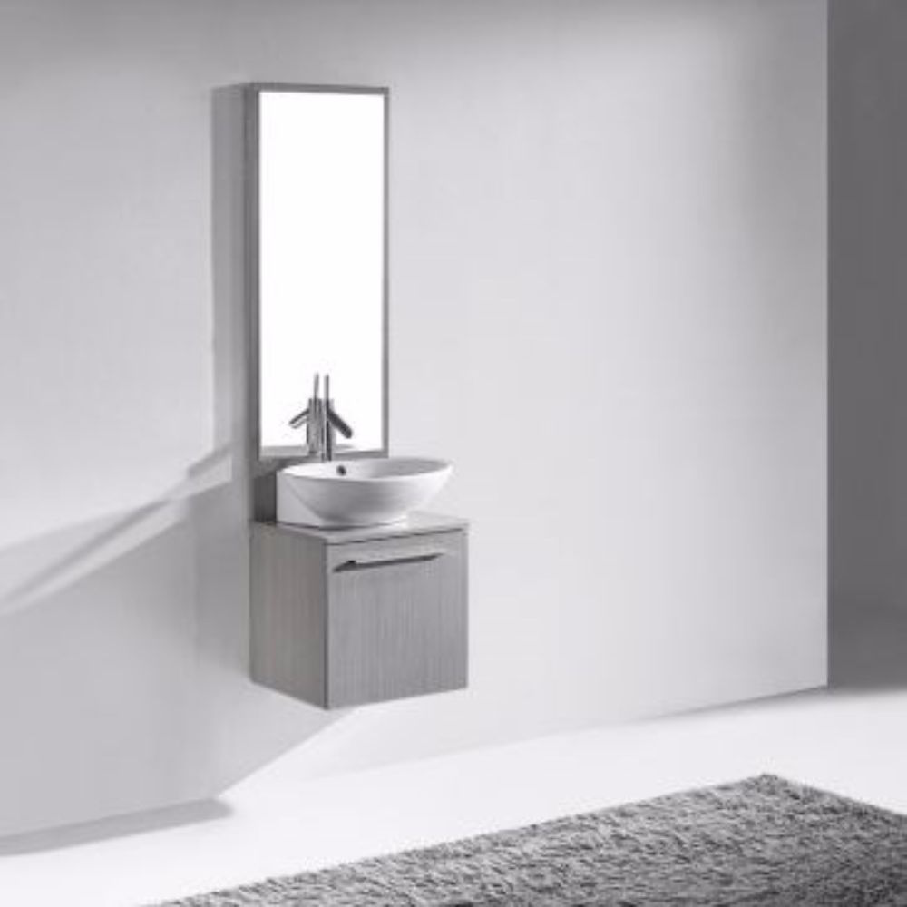 Madeli MF900-18-003-AG Mf900 18 003 Ag Plain Mirror, With Wooden Base, Shelves Grey
