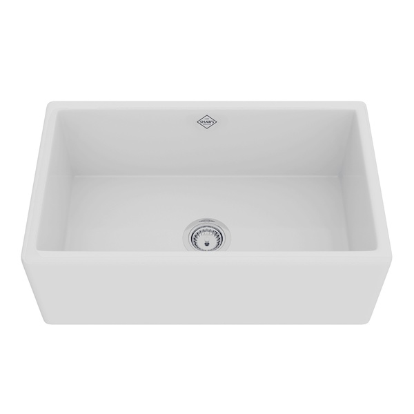 Rohl MS3018WH Shaker Shaws Classic Single Bowl Farmhouse Apron Front Fireclay Kitchen Sink in White