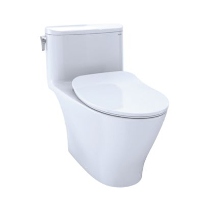 Toto MS642234CEFG#01 Nexus® One-Piece Elongated 1.28 GPF Universal Height Toilet with CEFIONTECT and SS234 SoftClose Seat, WASHLET+ Ready in Cotton White