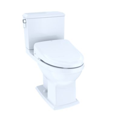 Toto MW4943044CEMFG#01 WASHLET+ Connelly Two-Piece Elongated Dual Flush 1.28 and 0.9 GPF Toilet and Classic WASHLET S500e Bidet Seat in Cotton White