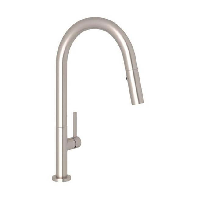 Rohl R7581LMSTN-2 Lux Modern Pull-Down Kitchen Faucet in Satin Nickel