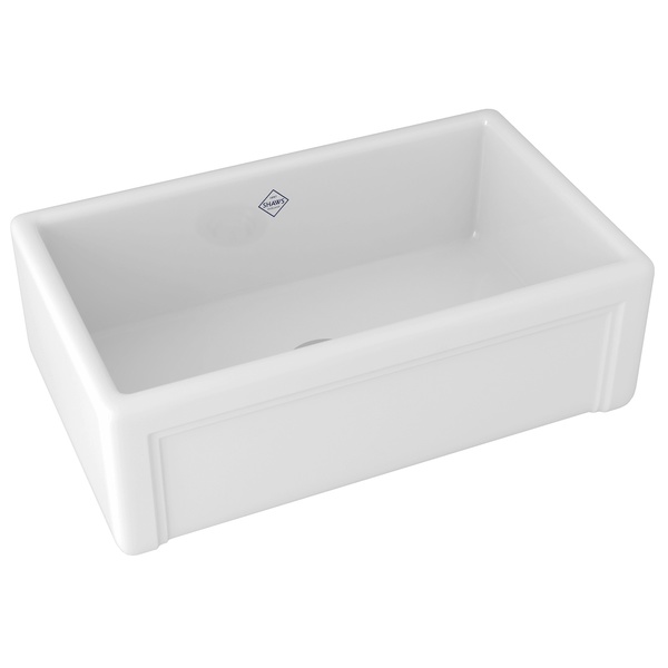 Rohl RC3017WH Eggerton Shaws Original Egerton Casement Edge Front Single Bowl Farmhouse Apron Fireclay Kitchen Sink in White