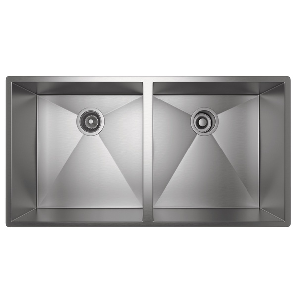 Rohl RSS3518SB Forze Double Bowl Stainless Steel Kitchen Sink in Brushed