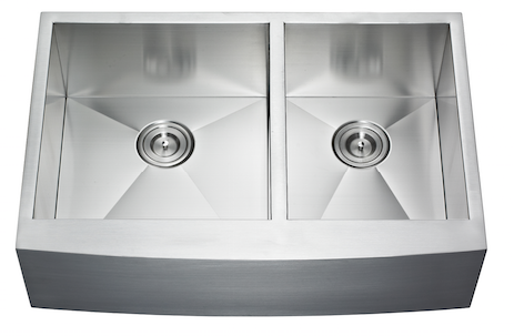 Brighton SFA2233-RS 22x33 Farmhouse Double Bowl 60/40 Apron Front Stainless Steel Kitchen Sink